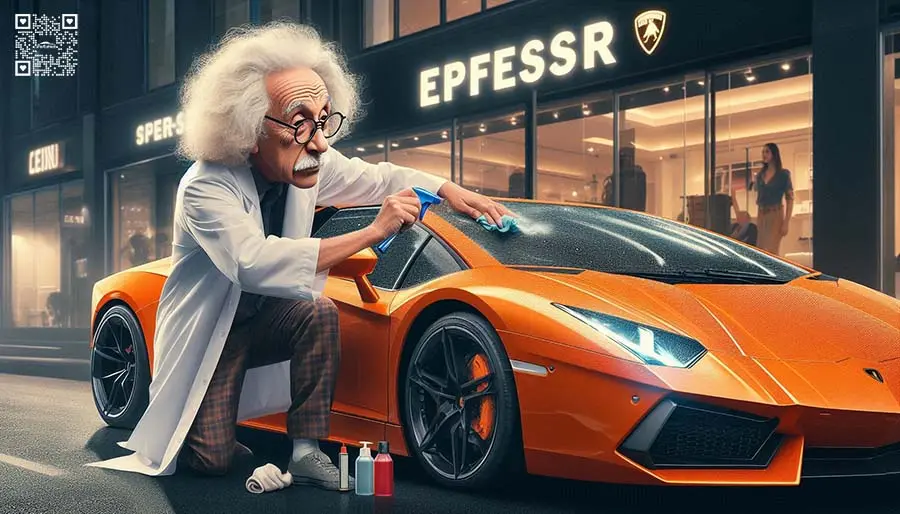 Einstein-installing-tinted windows-on-his-Lamborghini-at-Profestore-store